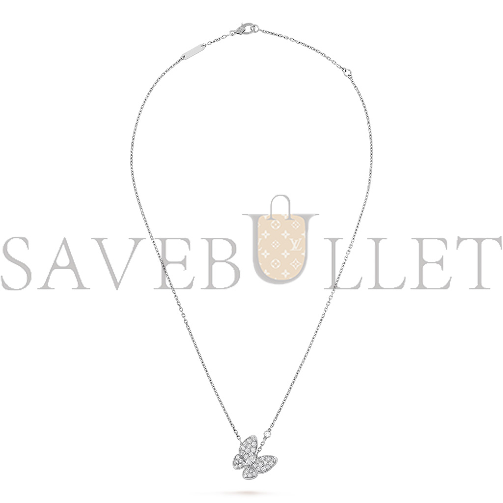 VAN CLEEF ARPELS TWO BUTTERFLY PENDANT - WHITE GOLD, DIAMOND  VCARO3M400